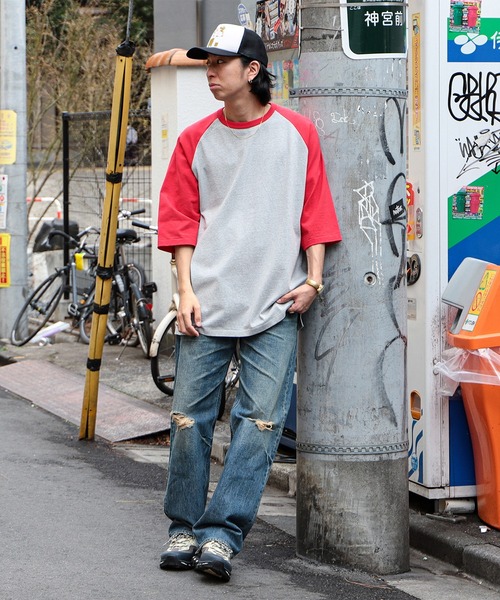 BEAMS(ビームス)の「BEAMS / ルーズフィット ベースボール Tシャツ(Tシャツ/カットソー・メンズ・レッド/ブラック/パープル・S/M/L/XL)」の15枚目の写真