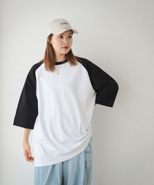 BEAMS(ビームス)の「BEAMS / ルーズフィット ベースボール Tシャツ(Tシャツ/カットソー・メンズ・レッド/ブラック/パープル・S/M/L/XL)」の14枚目の写真