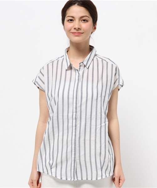 OUTLET（アウトレット）の「【CIAOPANIC TYPY】ストライプフレンチシャツ（シャツ/ブラウス・レディース・ブラック/ホワイト・FREE）」の9枚目の写真