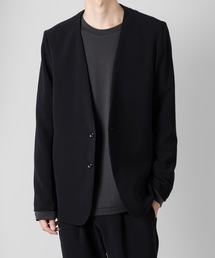 ストレッチ ダブルクロス カラーレスジャケット / PE STRETCH DOUBLE CLOTH COLLARLESS JACKET
