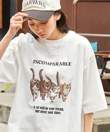 MONO-MART | キャット レトロプリント ビッグシルエット半袖Tシャツ(Tシャツ/カットソー)