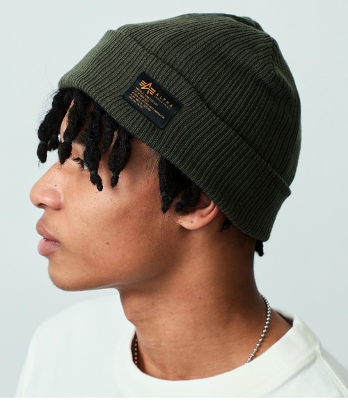 Alpha Industries（アルファインダストリーズ）の「ワッチキャップ / ニット帽（ニットキャップ/ビーニー・メンズ・ブラック/グリーン/ヘザーグレー/オレンジ・FREE）」の3枚目の写真