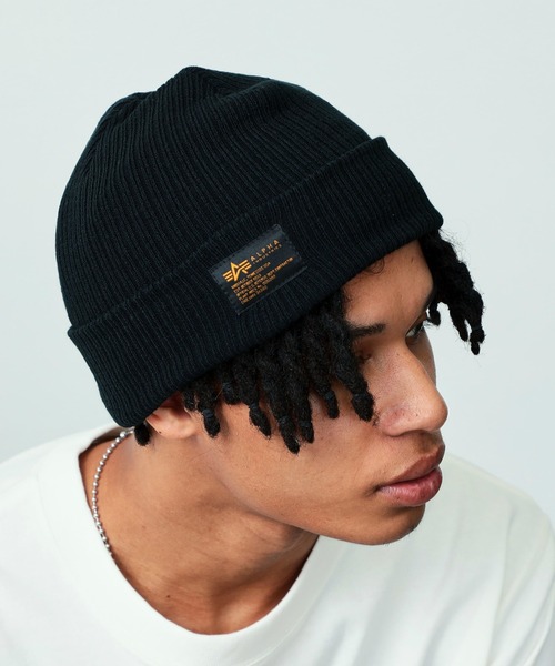 Alpha Industries（アルファインダストリーズ）の「ワッチキャップ / ニット帽（ニットキャップ/ビーニー・メンズ・ブラック/グリーン/ヘザーグレー/オレンジ・FREE）」の2枚目の写真