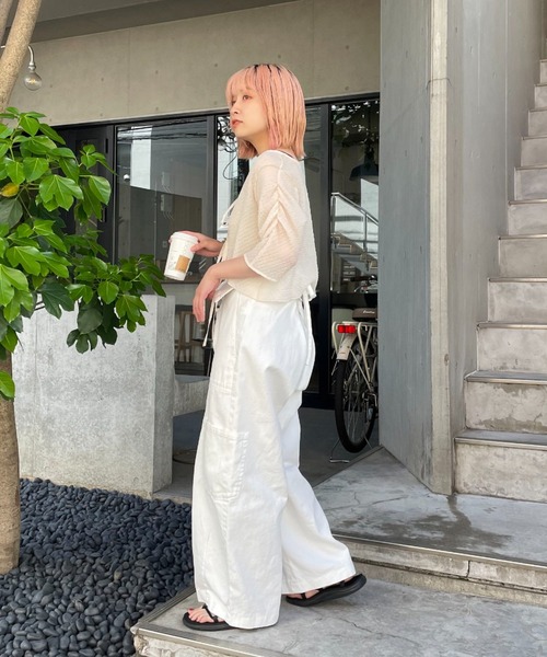 CIAOPANIC(チャオパニック)の「ジャガードシアー2wayリボンカーディガン(カーディガン/ボレロ・レディース・ブラック/イエロー/ブルー/オフホワイト・FREE)」の7枚目の写真