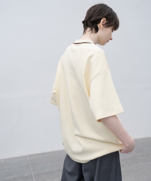 EKCOOKIES(イーケークッキーズ)の「【 EKCOOKIES 】リブニットカラードッキングトップス / Tシャツ(Tシャツ/カットソー・レディース・カーキブラウン/パープル/キナリ・S/M/L)」の9枚目の写真