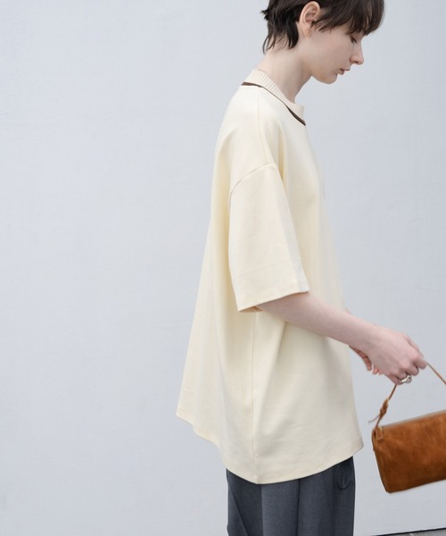 EKCOOKIES(イーケークッキーズ)の「【 EKCOOKIES 】リブニットカラードッキングトップス / Tシャツ(Tシャツ/カットソー・レディース・カーキブラウン/パープル/キナリ・S/M/L)」の22枚目の写真