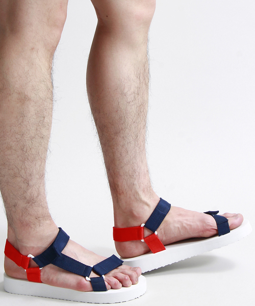 WEGO(ウィゴー)の「WEGO/フラットテープサンダル(サンダル・メンズ・ホワイト/ブラック/カーキ/オレンジ/トリコロール・MEDIUM/LARGE)」の5枚目の写真