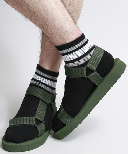 WEGO(ウィゴー)の「WEGO/フラットテープサンダル(サンダル・メンズ・ホワイト/ブラック/カーキ/オレンジ/トリコロール・MEDIUM/LARGE)」の1枚目の写真