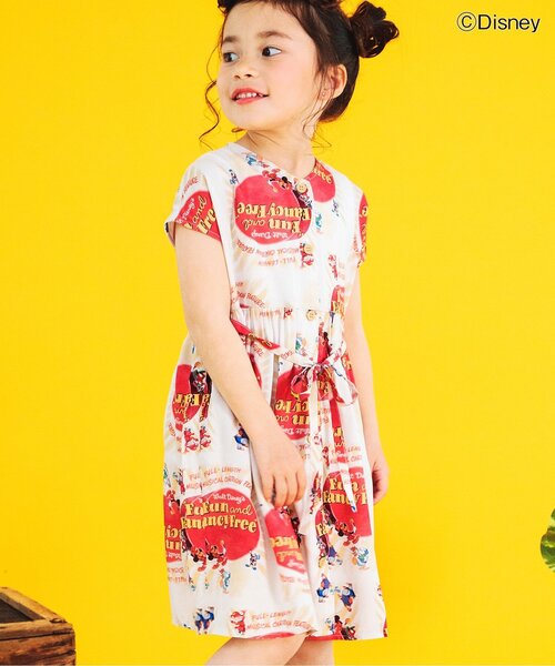 Disney（ディズニー）の「ディズニーキャラクターアロハワンピース（ワンピース・キッズ・ブルー/オフホワイト・90/100/110/120/80/130）」の2枚目の写真