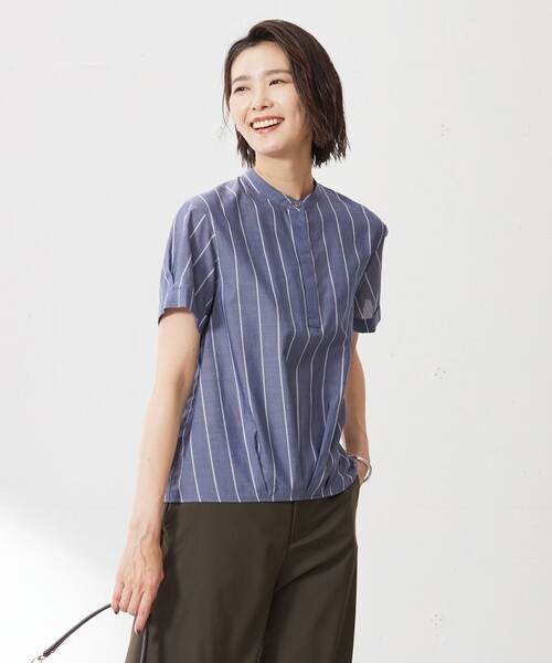 J.PRESS（ジェイプレス）の「【洗える】キュプラローン ストライプ ブラウス（シャツ/ブラウス・レディース・ホワイト系1/ネイビー系1・T13/T15）」の2枚目の写真