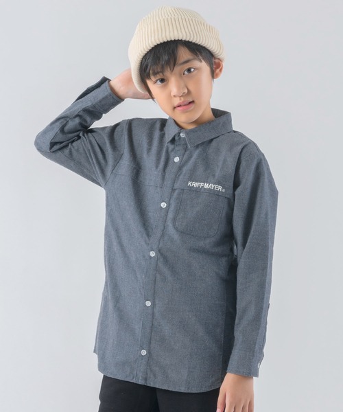 KRIFF MAYER Kid's Collection(クリフメイヤーキッズコレクション)の「微起毛サイド切替シャツ(シャツ/ブラウス・キッズ・オフホワイト/ネイビー/ダークブルー/カーキ・130/150/140/120/170/160)」の4枚目の写真