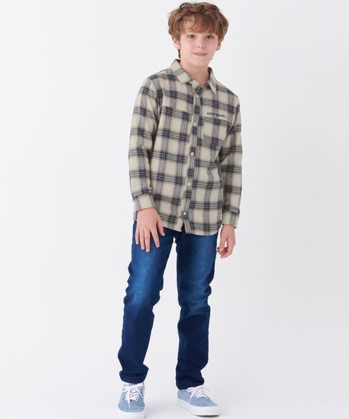 KRIFF MAYER Kid's Collection(クリフメイヤーキッズコレクション)の「微起毛サイド切替シャツ(シャツ/ブラウス・キッズ・オフホワイト/ネイビー/ダークブルー/カーキ・130/150/140/120/170/160)」の5枚目の写真