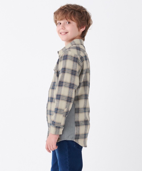 KRIFF MAYER Kid's Collection(クリフメイヤーキッズコレクション)の「微起毛サイド切替シャツ(シャツ/ブラウス・キッズ・オフホワイト/ネイビー/ダークブルー/カーキ・130/150/140/120/170/160)」の6枚目の写真