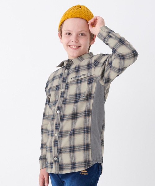 KRIFF MAYER Kid's Collection(クリフメイヤーキッズコレクション)の「微起毛サイド切替シャツ(シャツ/ブラウス・キッズ・オフホワイト/ネイビー/ダークブルー/カーキ・130/150/140/120/170/160)」の8枚目の写真