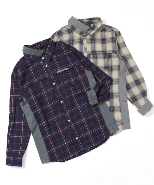 KRIFF MAYER Kid's Collection(クリフメイヤーキッズコレクション)の「微起毛サイド切替シャツ(シャツ/ブラウス・キッズ・オフホワイト/ネイビー/ダークブルー/カーキ・130/150/140/120/170/160)」の12枚目の写真