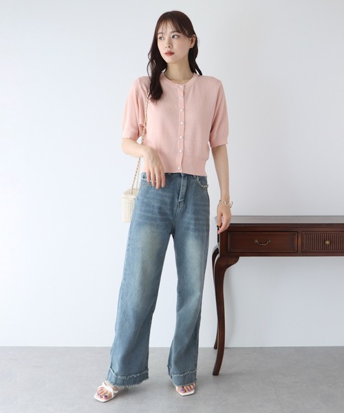 BLUEEAST（ブルーイースト）の「ぽこぽこ編みパールボタンカーディガン（カーディガン/ボレロ・レディース・ピンク/ブラウン/ブラック/アイボリー・MEDIUM）」の13枚目の写真