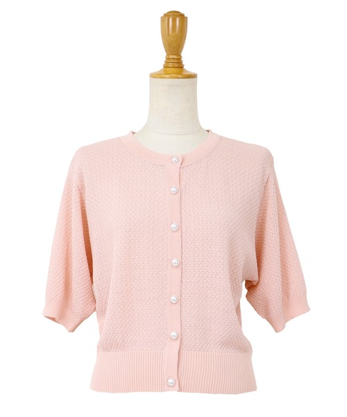 BLUEEAST（ブルーイースト）の「ぽこぽこ編みパールボタンカーディガン（カーディガン/ボレロ・レディース・ピンク/ブラウン/ブラック/アイボリー・MEDIUM）」の9枚目の写真