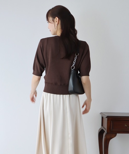 BLUEEAST（ブルーイースト）の「ぽこぽこ編みパールボタンカーディガン（カーディガン/ボレロ・レディース・ピンク/ブラウン/ブラック/アイボリー・MEDIUM）」の20枚目の写真