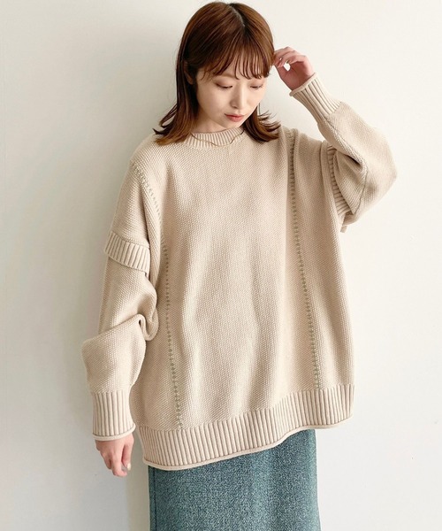 LOWRYS FARM（ローリーズファーム）の「２ＷＡＹハンドＳライクプルオーバーＬＳ　967412（Tシャツ/カットソー・レディース・ブラック/ベージュ/レッド/オレンジ/グリーン/アイボリー/ブルー・SHORT/TALL）」の11枚目の写真