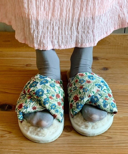 Casselini（キャセリーニ）の「Casselini HOME(キャセリーニ ホーム)ジャガードルームシューズ（ルームシューズ/スリッパ・レディース・グリーン/アイボリー/ブラック・FREE）」の9枚目の写真
