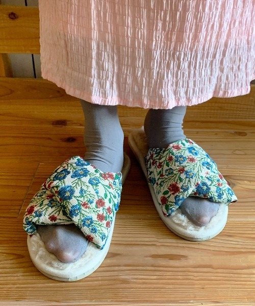 Casselini（キャセリーニ）の「Casselini HOME(キャセリーニ ホーム)ジャガードルームシューズ（ルームシューズ/スリッパ・レディース・グリーン/アイボリー/ブラック・FREE）」の10枚目の写真