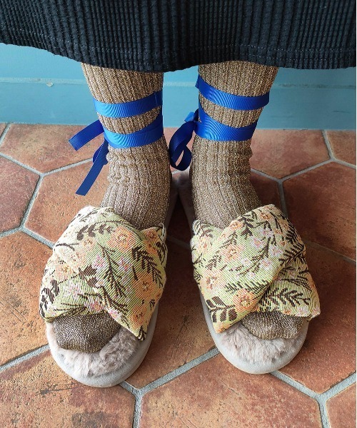 Casselini（キャセリーニ）の「Casselini HOME(キャセリーニ ホーム)ジャガードルームシューズ（ルームシューズ/スリッパ・レディース・グリーン/アイボリー/ブラック・FREE）」の12枚目の写真