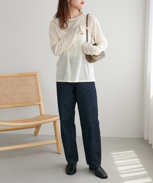 DISCOAT(ディスコート)の「【新色追加!】フロッキーメッシュロングTシャツ(Tシャツ/カットソー・レディース・グレー/アイボリー/ピンク/ライトグレー/グリーン系その他・FREE)」の15枚目の写真