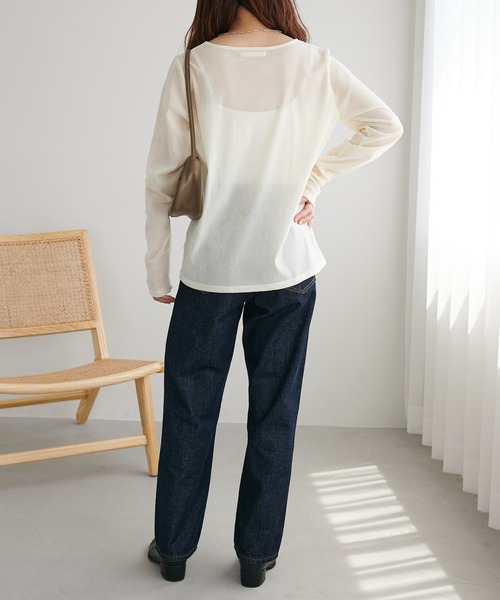 DISCOAT(ディスコート)の「【新色追加!】フロッキーメッシュロングTシャツ(Tシャツ/カットソー・レディース・グレー/アイボリー/ピンク/ライトグレー/グリーン系その他・FREE)」の16枚目の写真