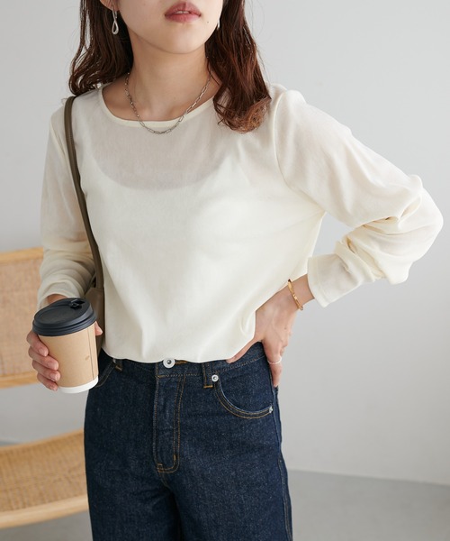 DISCOAT(ディスコート)の「【新色追加!】フロッキーメッシュロングTシャツ(Tシャツ/カットソー・レディース・グレー/アイボリー/ピンク/ライトグレー/グリーン系その他・FREE)」の10枚目の写真