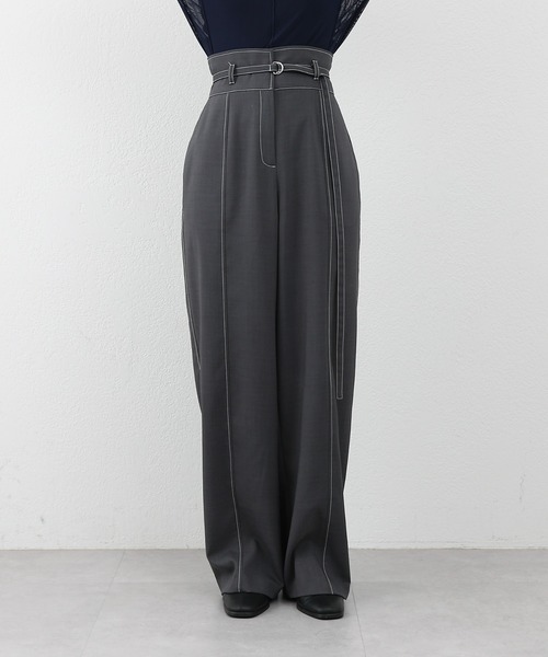 COLONY 2139(コロニートゥーワンスリーナイン)の「配色ハイウエストベルト付きパンツ(スラックス・レディース・グレー/ブラック・SMALL/MEDIUM)」の8枚目の写真