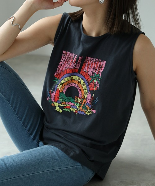 each（イーチ）の「GIGタンクトップ（タンクトップ・レディース・ホワイト/チャコールグレー・FREE）」の2枚目の写真