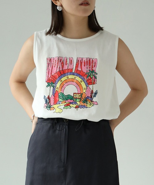 each（イーチ）の「GIGタンクトップ（タンクトップ・レディース・ホワイト/チャコールグレー・FREE）」の9枚目の写真