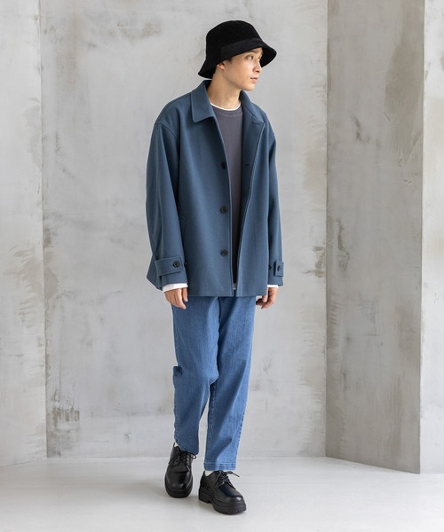 希少❗️【Patrik Ervell】トレンチコート/ショールカラー/size M RAGEBLUE（レイジブルー）の「シルキーツイル/ハイネックドレープ
