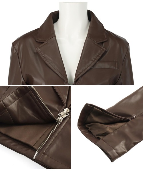 ANLIBERTY ANAP(アンリバティアナップ)の「フェイクレザークロップドジャケット(その他アウター・レディース・ブラック/ブラウン・M/S)」の22枚目の写真
