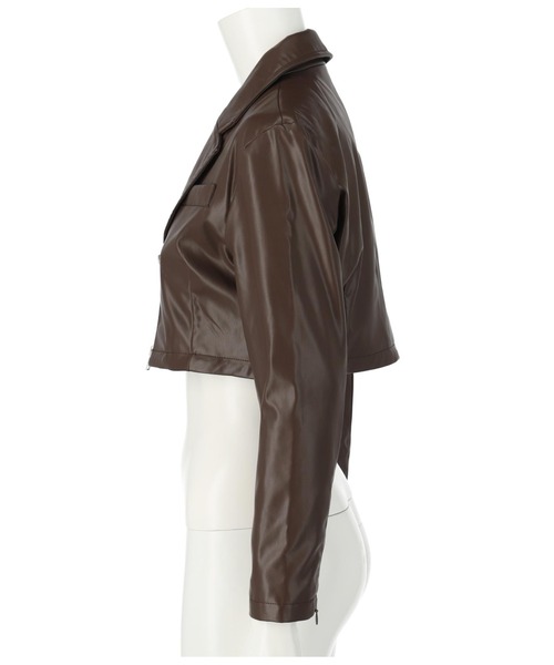 ANLIBERTY ANAP(アンリバティアナップ)の「フェイクレザークロップドジャケット(その他アウター・レディース・ブラック/ブラウン・M/S)」の21枚目の写真