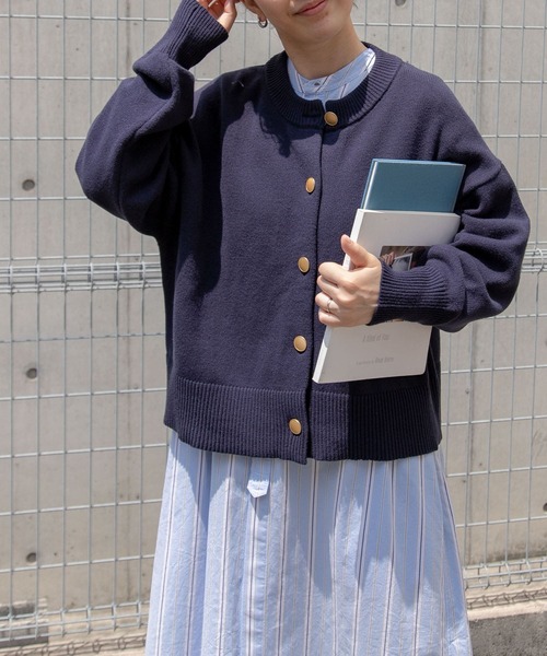 FORK&SPOON（フォークアンドスプーン）の「FORK&SPOON　Winona Knitsカーディガン（カーディガン/ボレロ・レディース・ネイビー/ホワイト系その他・1）」の15枚目の写真