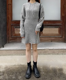 LE MORE（リモア）の「フーディーリブニットミニワンピース（ワンピース）」