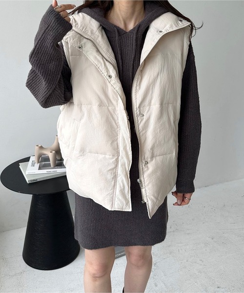 LE MORE(リモア)の「フーディーリブニットミニワンピース(ワンピース・レディース・ライトグレー/アイボリー/チャコール・FREE)」の12枚目の写真