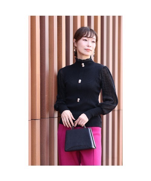 Sawa a la mode(サワアラモード)の「プリーツ袖ニットトップス(ニット/セーター・レディース・ブラック/ベージュ・FREE)」の14枚目の写真