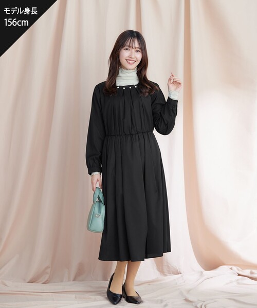 新品未使用 クレメンティーナワンピース ブラック セール】【洗える】タックパールワンピース（ワンピース）｜Tiaclasse