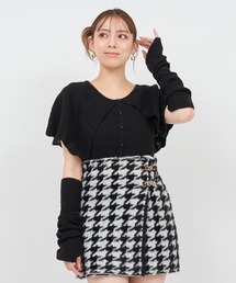アームウォーマー付モヘアタッチケープニットトップス