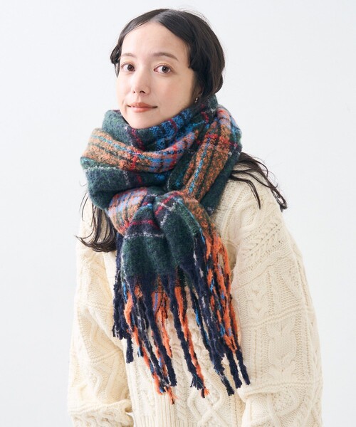 FREAK'S STORE（フリークスストア）の「ブークレ チェック マフラー（マフラー・レディース・ブラウン/グリーン・ONE SIZE）」の13枚目の写真