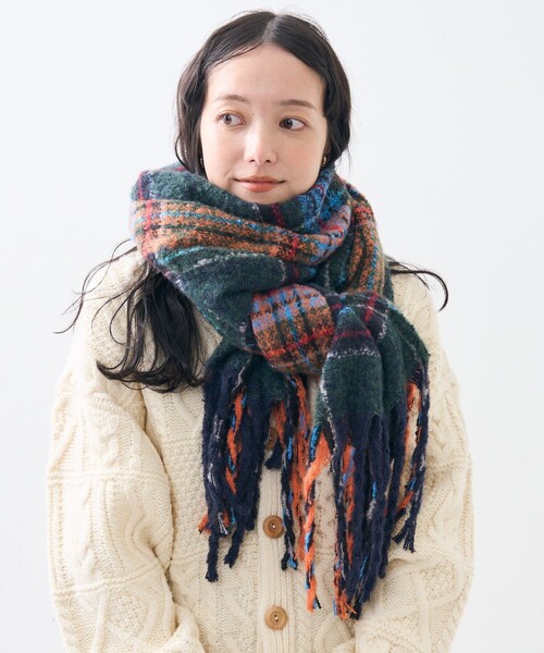 FREAK'S STORE（フリークスストア）の「ブークレ チェック マフラー（マフラー・レディース・ブラウン/グリーン・ONE SIZE）」の12枚目の写真