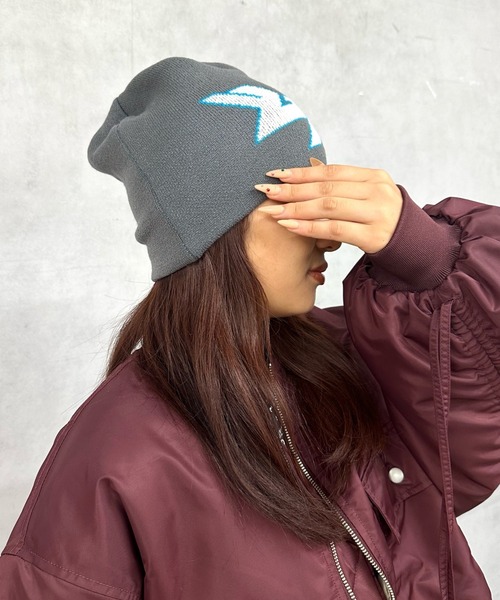 WHO'S WHO gallery（フーズフーギャラリー）の「【KOOKY'N/クーキー】BRONXロゴビーニー（ニットキャップ/ビーニー・レディース・グレー/ネイビー/ブラック・FREE）」の6枚目の写真