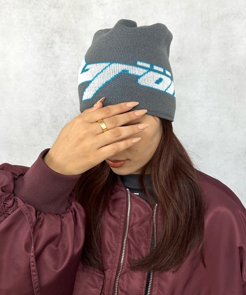WHO'S WHO gallery（フーズフーギャラリー）の「【KOOKY'N/クーキー】BRONXロゴビーニー（ニットキャップ/ビーニー・レディース・グレー/ネイビー/ブラック・FREE）」の7枚目の写真