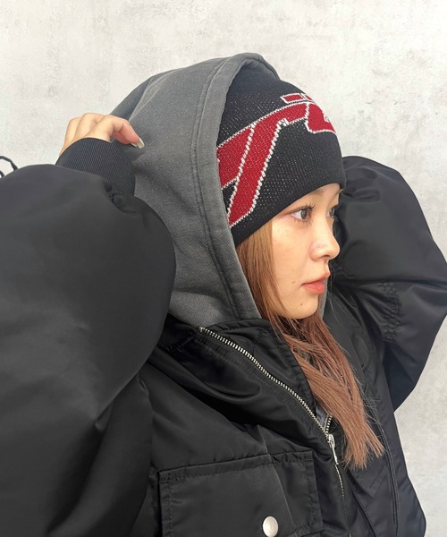 WHO'S WHO gallery（フーズフーギャラリー）の「【KOOKY'N/クーキー】BRONXロゴビーニー（ニットキャップ/ビーニー・レディース・グレー/ネイビー/ブラック・FREE）」の4枚目の写真