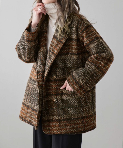 セール】チェック柄テーラードコート（チェスターコート）｜AMELY