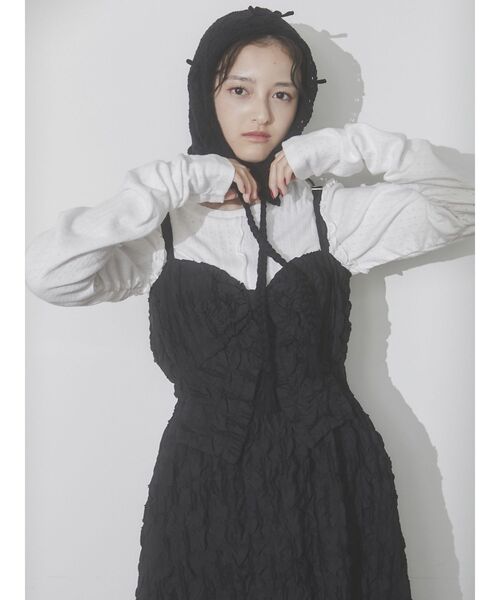 merry jenny（メリージェニー）の「ribbon ribbon ボンネット（ニットキャップ/ビーニー・レディース・オフホワイト/ブラック/ベージュ・FREE）」の18枚目の写真