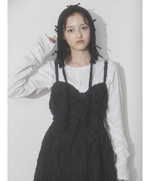 merry jenny（メリージェニー）の「ribbon ribbon ボンネット（ニットキャップ/ビーニー・レディース・オフホワイト/ブラック/ベージュ・FREE）」の20枚目の写真