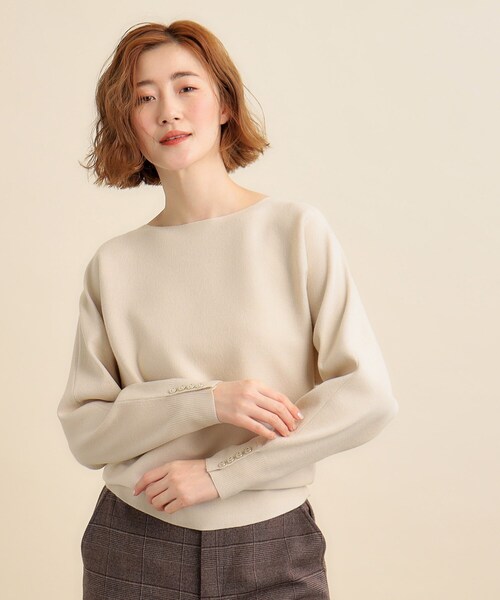 【あくび様】クローブ ドルマンスリーブ ニット 柄　ベージュ ニジュウサンク 23区 【洗える】ウールカシミヤラメ ドルマンスリーブ